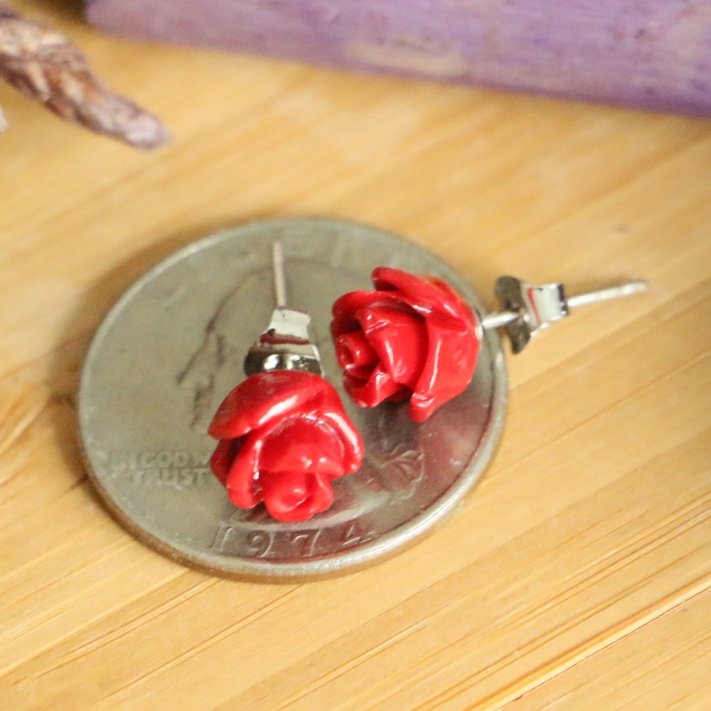 925 Sterling silver flower earrings 8 mm - Picture 4 of 8